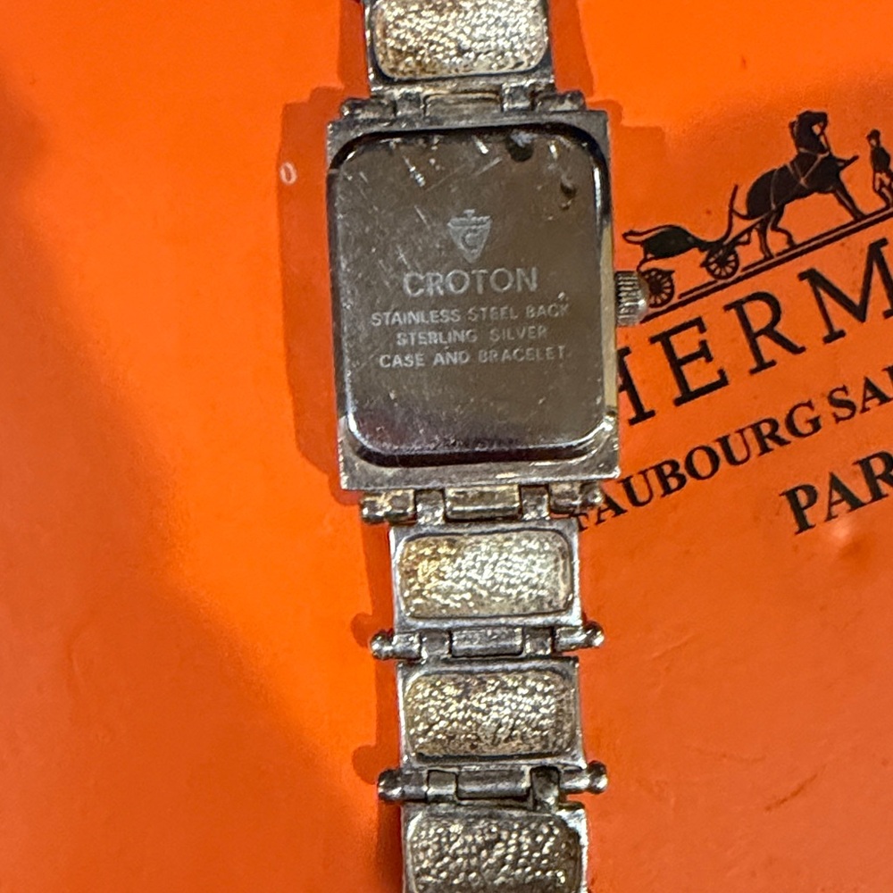 Croton Sterling Silver Linked Rectangle Watch Wit… - image 2